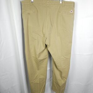 Bulwark FR Fire Resistant Mens 42x30 Beige Flat Front Cotton Chino Khaki Pants